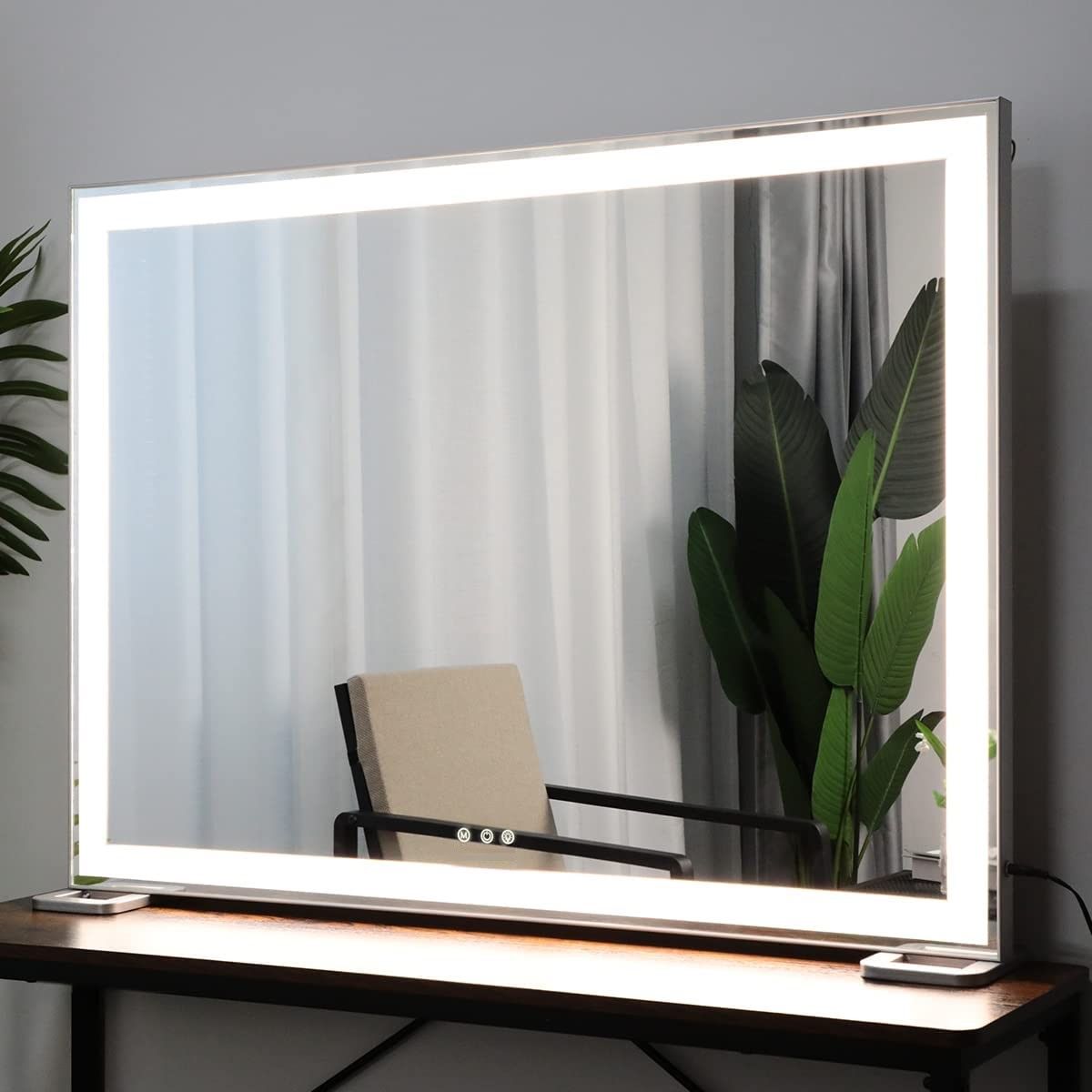 Large Hollywood Makeup Mirror 3 Modes Lighted and Smart Touch Control (92 x 68 cm) Finishing Touch Body Hair And Beauty Supplies