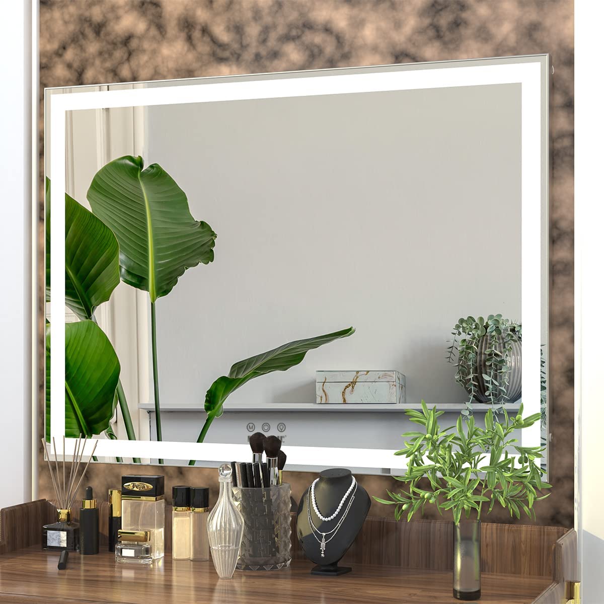 Large Hollywood Makeup Mirror 3 Modes Lighted and Smart Touch Control (92 x 68 cm) Finishing Touch Body Hair And Beauty Supplies