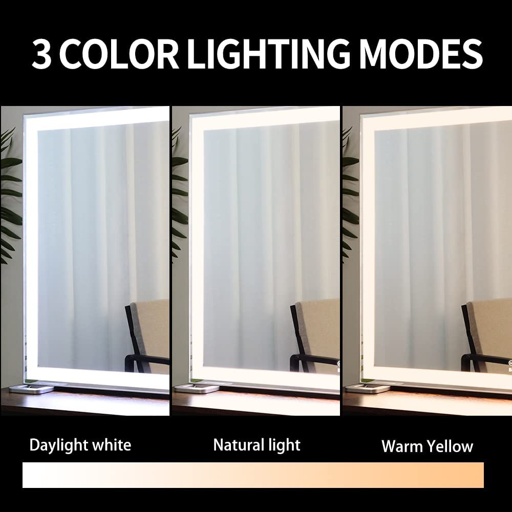 Large Hollywood Makeup Mirror 3 Modes Lighted and Smart Touch Control (92 x 68 cm) Finishing Touch Body Hair And Beauty Supplies