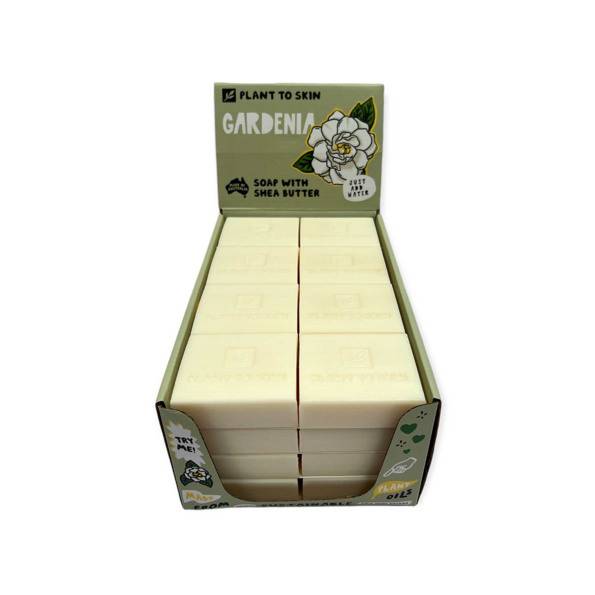 32x 100g Plant Oil Soap Gardenia Scented - Pure Natural Vegetable Bar Finishing Touch Body Hair And Beauty Supplies