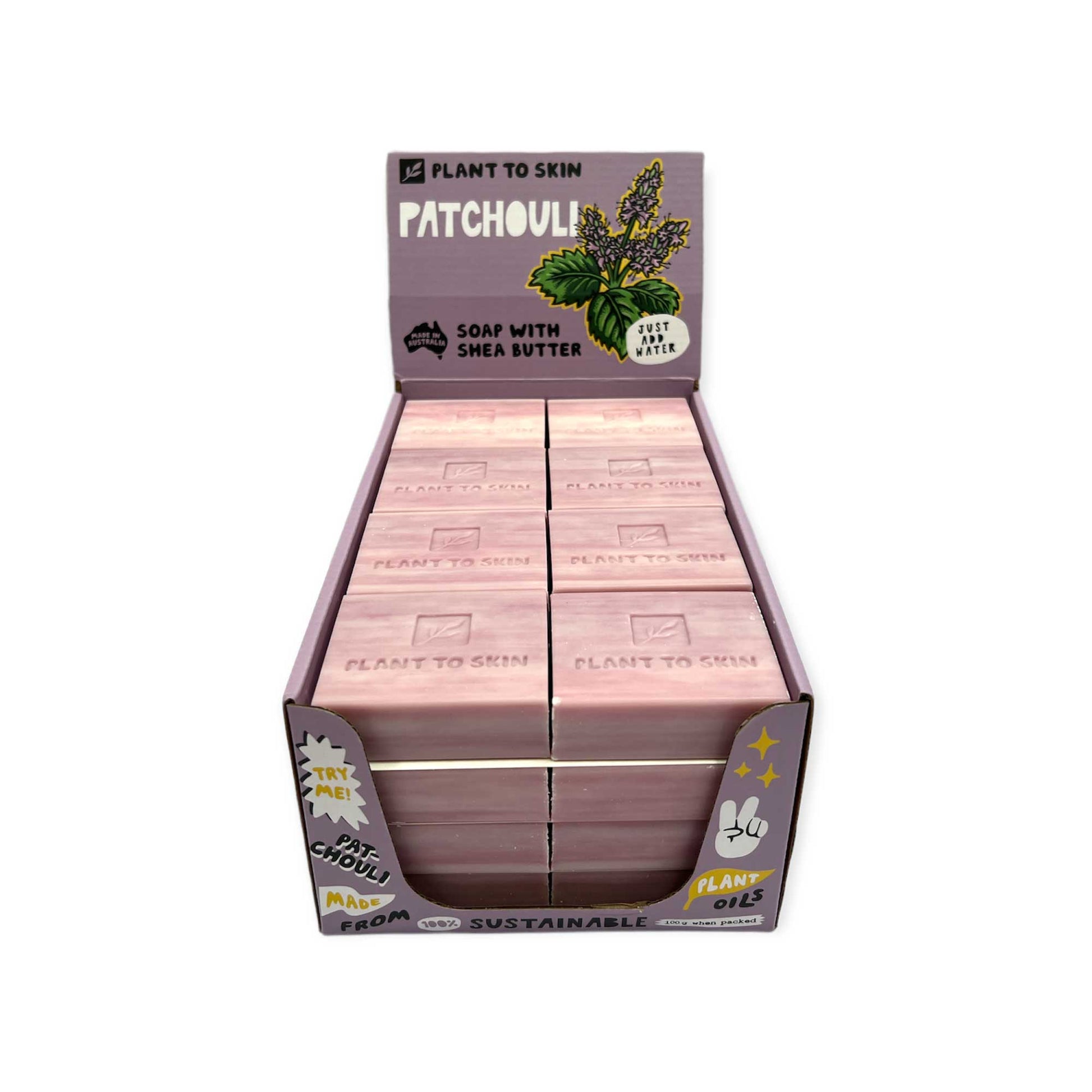 32x 100g Plant Oil Soap Patchouli Scented - Pure Natural Vegetable Bar Finishing Touch Body Hair And Beauty Supplies