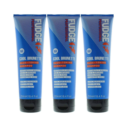 3x Fudge 250ml Blue Toning Shampoo - Erases Red & Orange from Cool Brunette Hair Finishing Touch Body Hair And Beauty Supplies