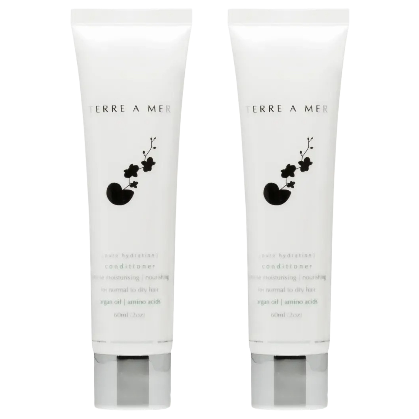 2x Terre A Mer Pure Hydration Amino Acid/Argan Conditioner - 60ml Travel Size Finishing Touch Body Hair And Beauty Supplies