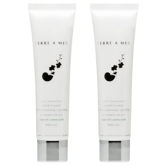 2x Terre A Mer Pure Hydration Amino Acid/Argan Conditioner - 60ml Travel Size Finishing Touch Body Hair And Beauty Supplies