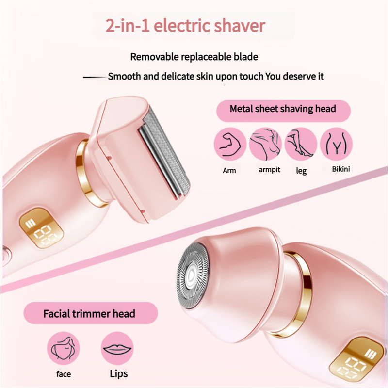 U34 Pink 2-in-1 Electric Razor for Women - Multifunctional Rechargeable Hair Removal Shaver Finishing Touch Body Hair And Beauty Supplies