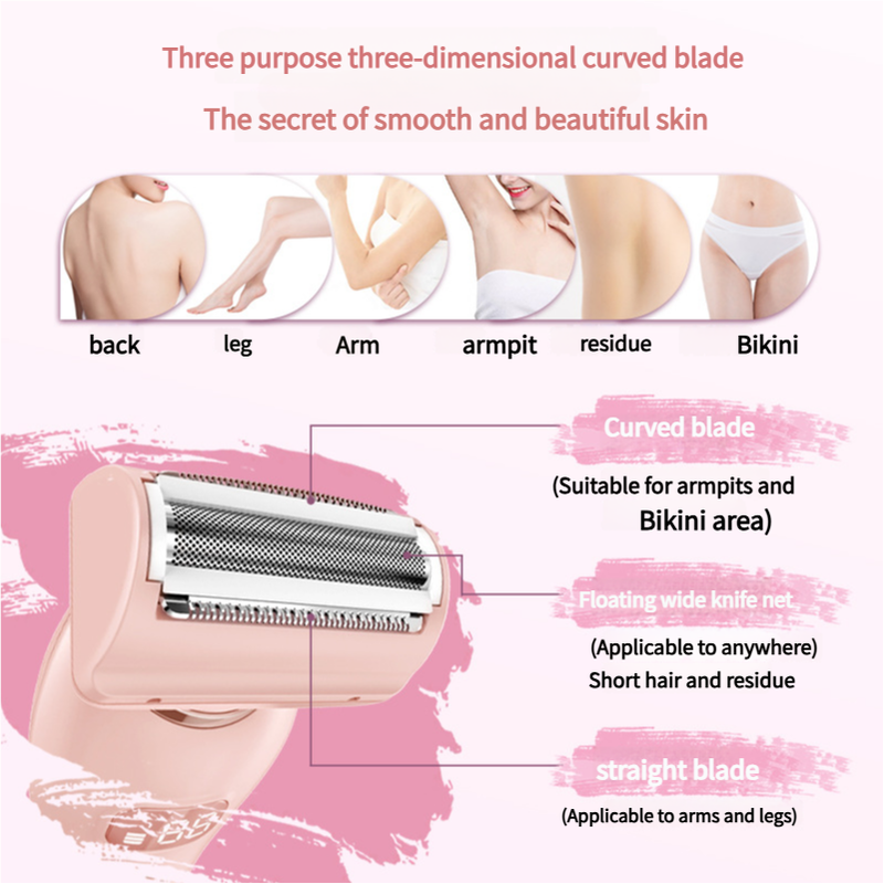U34 Pink 2-in-1 Electric Razor for Women - Multifunctional Rechargeable Hair Removal Shaver Finishing Touch Body Hair And Beauty Supplies