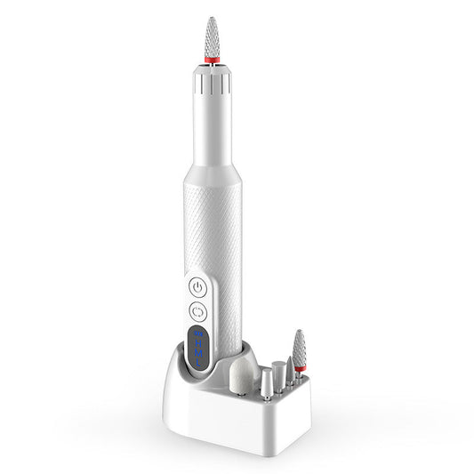 White Electric Nail Drill Machine M3 - 3-Speed Adjustable, USB-C Rechargeable, Manicure & Pedicure Tool with 6 Ceramic Drill Bits Finishing Touch Body Hair And Beauty Supplies