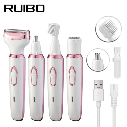Women's 4-in-1 Electric Hair Removal Razor for Sensitive Areas - Underarm, Bikini Line & Body Grooming (3028 white) Finishing Touch Body Hair And Beauty Supplies