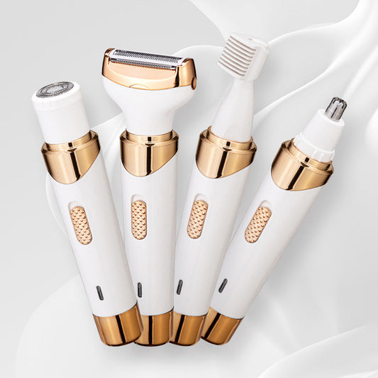 Women's 4-in-1 Electric Hair Removal Razor for Sensitive Areas - Underarm, Bikini Line & Body Grooming (3021 white) Finishing Touch Body Hair And Beauty Supplies