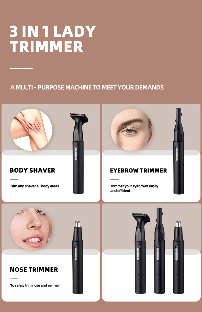3-in-1 Women's Hair Removal Trimmer - Intimate Grooming & Shaving Kit for Smooth Skin Finishing Touch Body Hair And Beauty Supplies