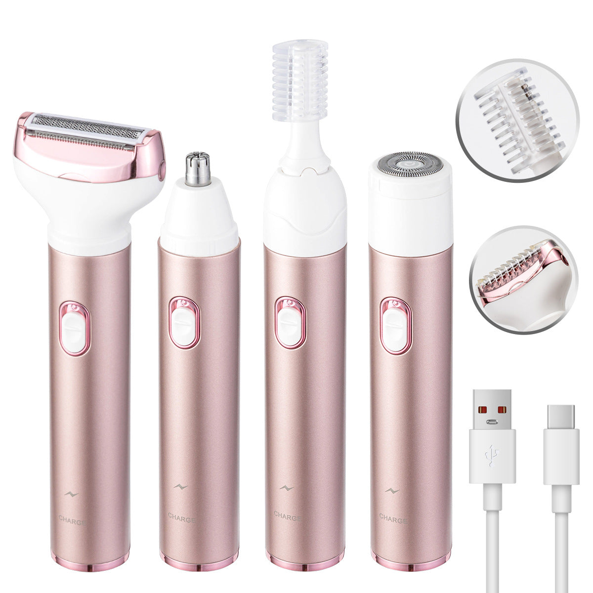 4-in-1 Women's Electric Hair Removal Trimmer - Multifunctional Grooming Kit for Underarms, Bikini, Nose & Eyebrows Finishing Touch Body Hair And Beauty Supplies