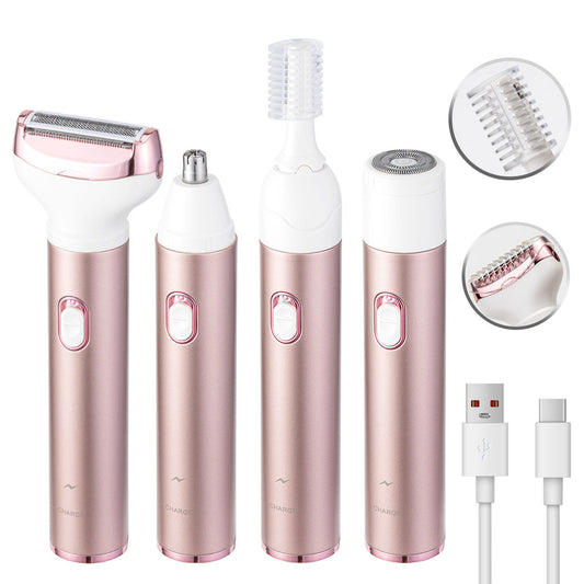 4-in-1 Women's Electric Hair Removal Trimmer - Multifunctional Grooming Kit for Underarms, Bikini, Nose & Eyebrows Finishing Touch Body Hair And Beauty Supplies