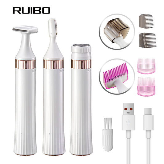 3-in-1 Electric Hair Removal Trimmer - Rechargeable Grooming Kit Finishing Touch Body Hair And Beauty Supplies