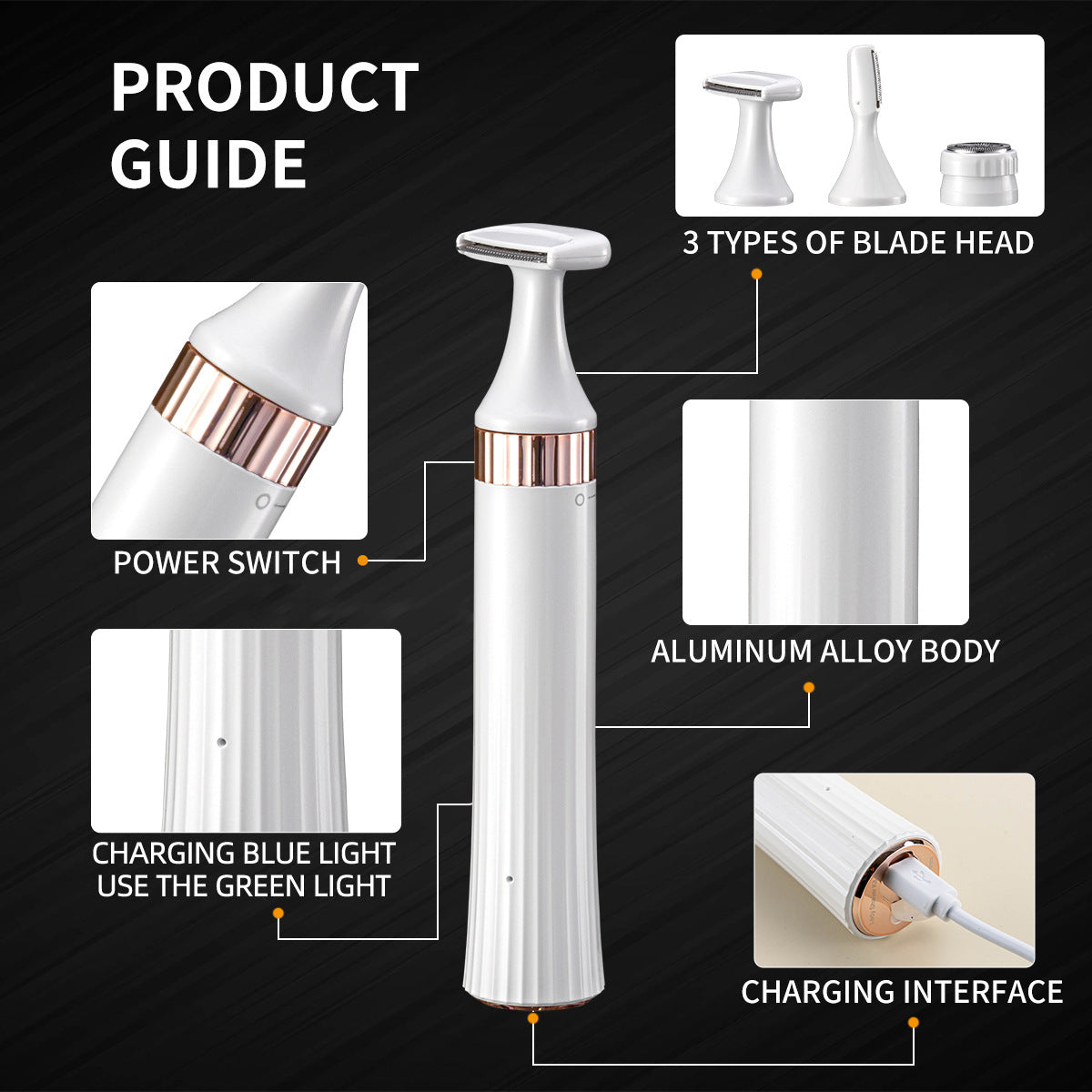3-in-1 Electric Hair Removal Trimmer - Rechargeable Grooming Kit Finishing Touch Body Hair And Beauty Supplies