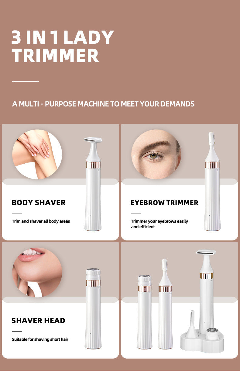 3-in-1 Electric Hair Removal Trimmer - Rechargeable Grooming Kit Finishing Touch Body Hair And Beauty Supplies