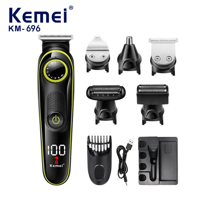 KM-696 5-in-1 Multifunctional Hair Clipper - Electric Hair Trimmer, Shaver & Nose Hair Trimmer Set Finishing Touch Body Hair And Beauty Supplies