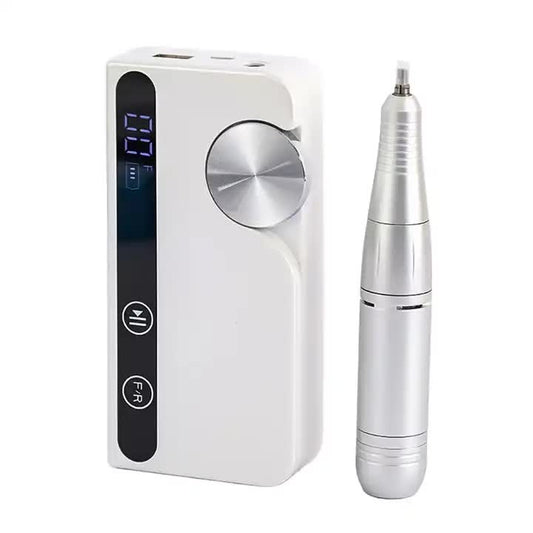 White Portable Rechargeable Electric Nail Drill - Professional Nail Polishing Machine for Beauty Salons Finishing Touch Body Hair And Beauty Supplies