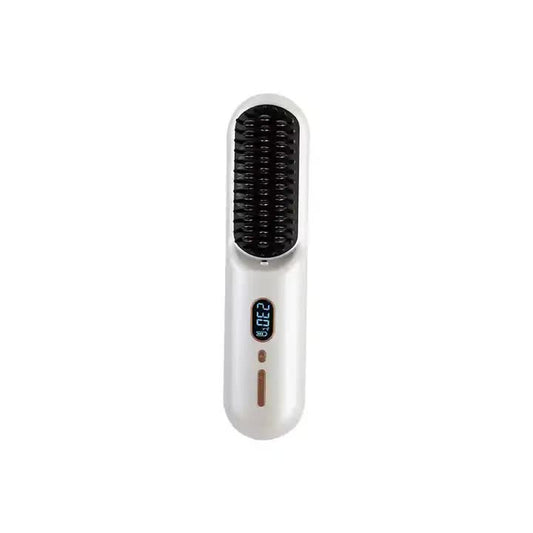 White Negative Ion Hair Straightener Brush - Ionic Hair Straightening Comb for Frizz-Free, Smooth Hair Finishing Touch Body Hair And Beauty Supplies