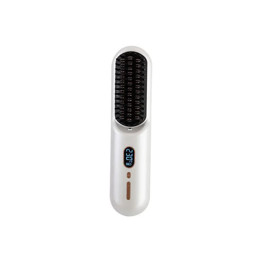 White Rechargeable Portable Ionic Hair Straightening Comb - USB Wireless Travel Hair Style Finishing Touch Body Hair And Beauty Supplies