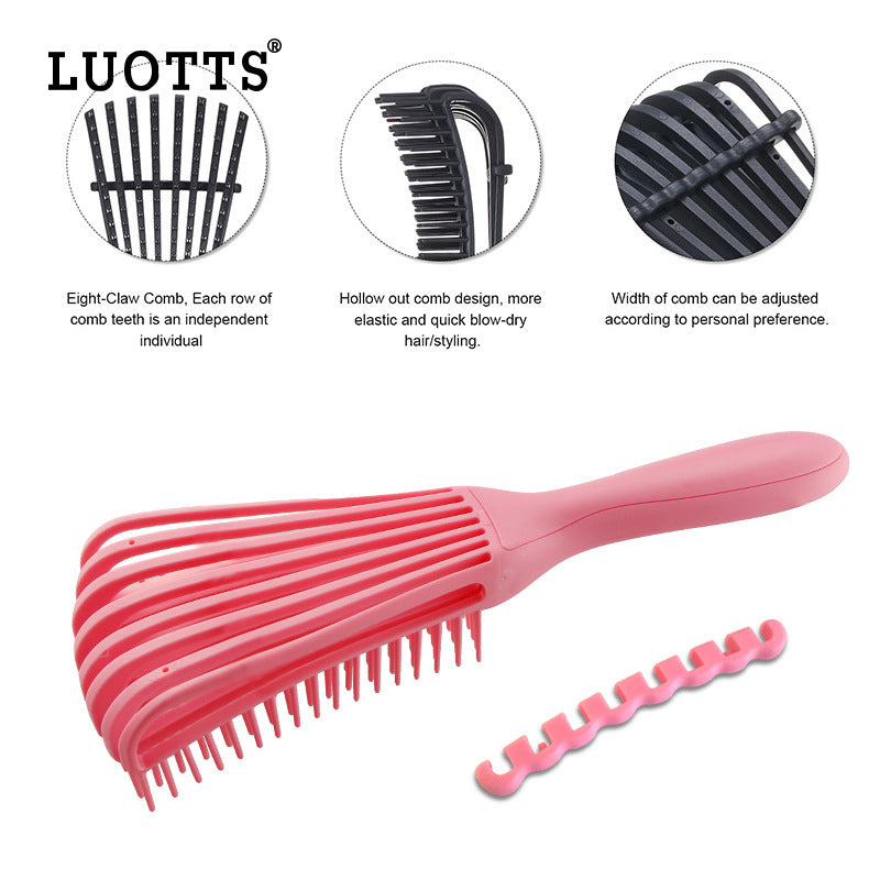 3PCS Black Octopus-Style Detangling Brush - 8 Flexible Arms for Effortless Hair Styling Finishing Touch Body Hair And Beauty Supplies