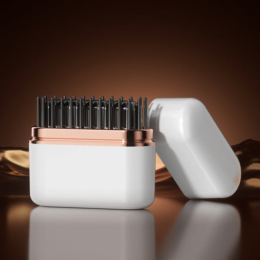 White Wireless Hair Straightening Brush with Adjustable Temperature - Model HK-118 Finishing Touch Body Hair And Beauty Supplies