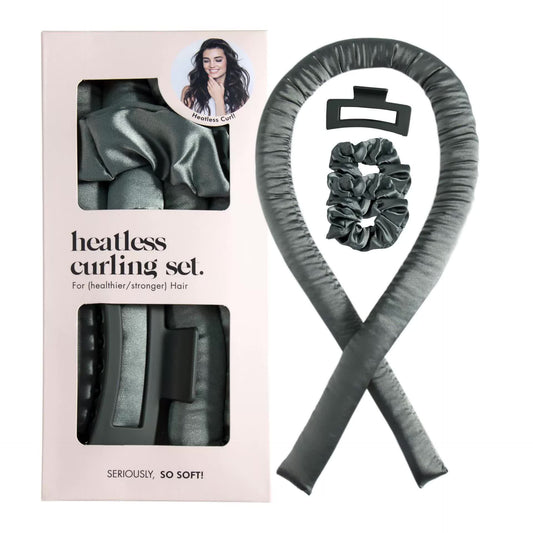 5PCS Green Heatless Hair Curling Set with Scrunchie and Hair Clip - Silk Curling Ribbon Finishing Touch Body Hair And Beauty Supplies