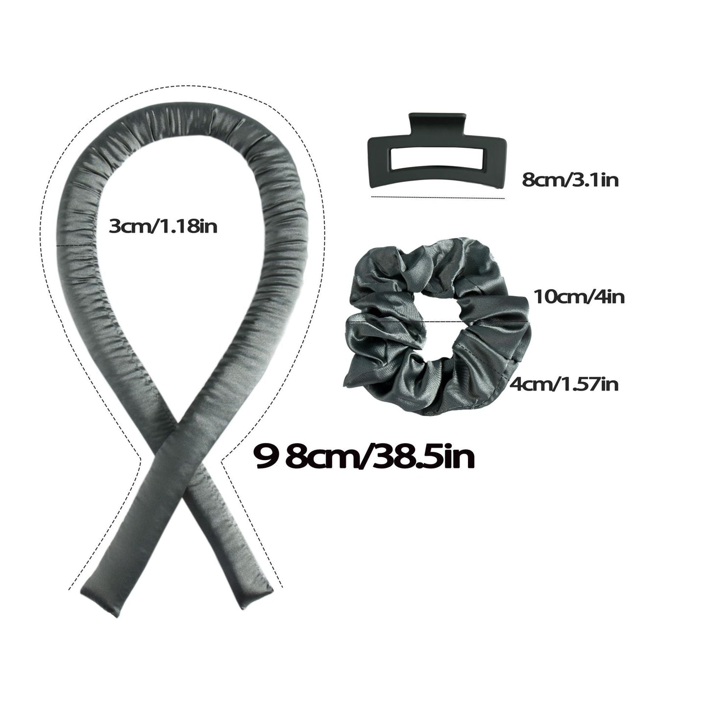 5PCS Brown Heatless Hair Curling Set with Scrunchie and Hair Clip - Silk Curling Ribbon Finishing Touch Body Hair And Beauty Supplies
