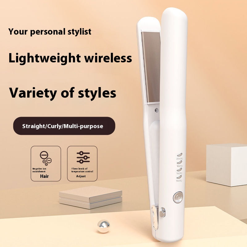 Black Portable Wireless Hair Straightener with Adjustable Temperature - USB Type-C Charging, Lightweight Design Finishing Touch Body Hair And Beauty Supplies
