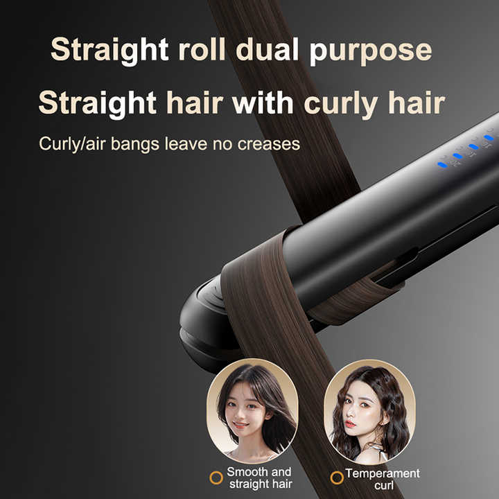 Black Portable Wireless Hair Straightener with Adjustable Temperature - USB Type-C Charging, Lightweight Design Finishing Touch Body Hair And Beauty Supplies