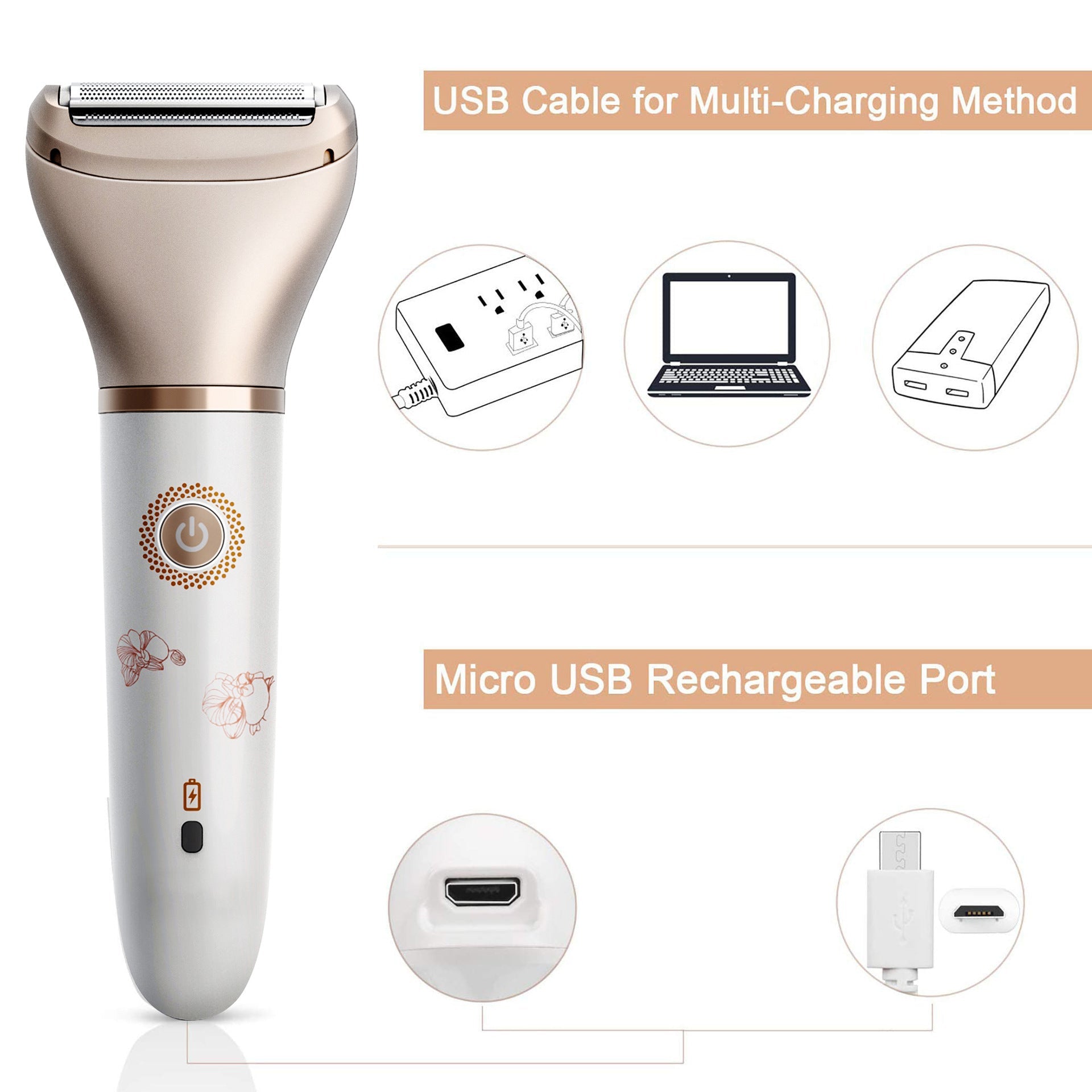 2-in-1 Women's Hair Removal Device - Electric Shaver & Facial Epilator, USB Rechargeable, Waterproof Finishing Touch Body Hair And Beauty Supplies