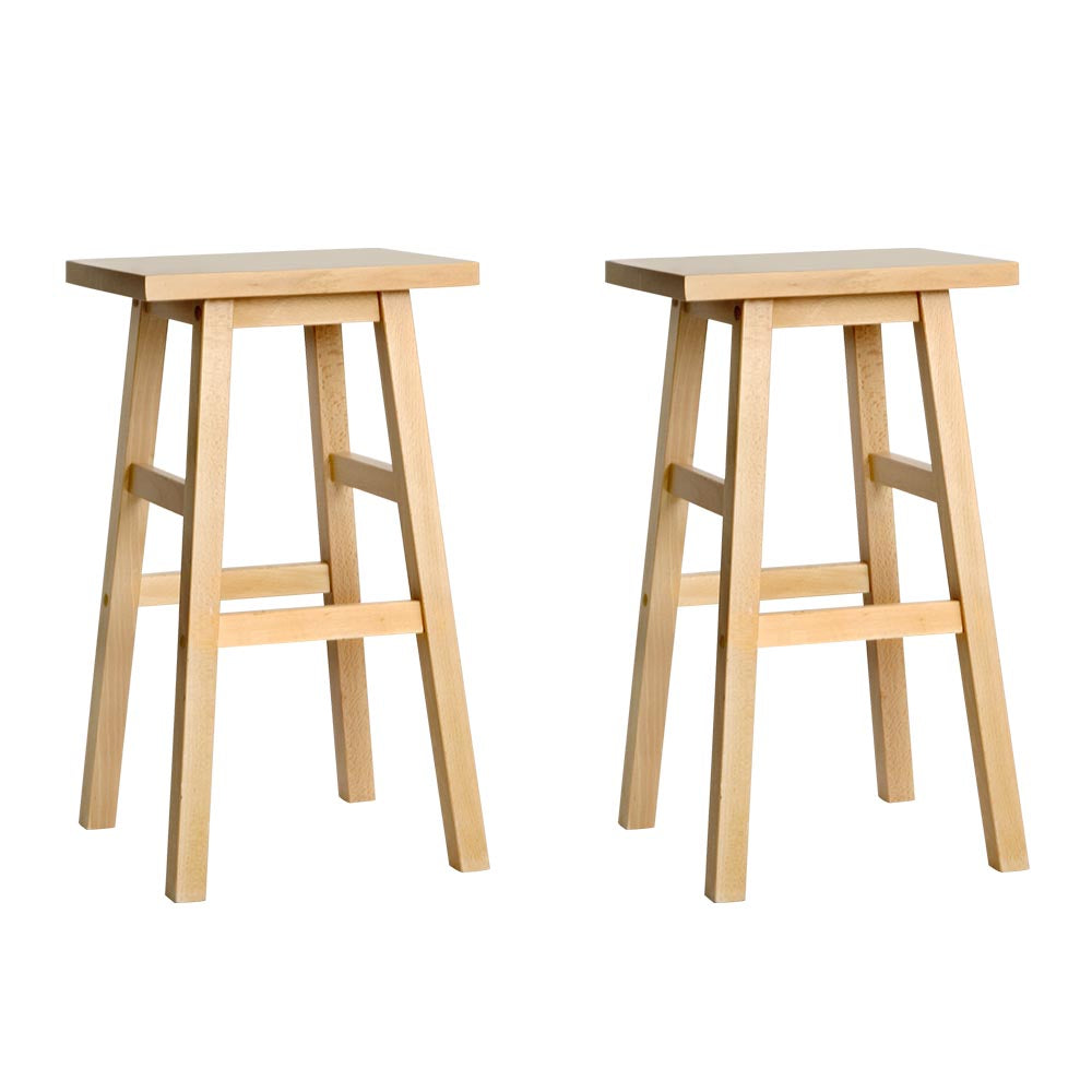 Artiss Set of 2 Beech Wood Bar Stools - Natural Finishing Touch Body Hair And Beauty Supplies