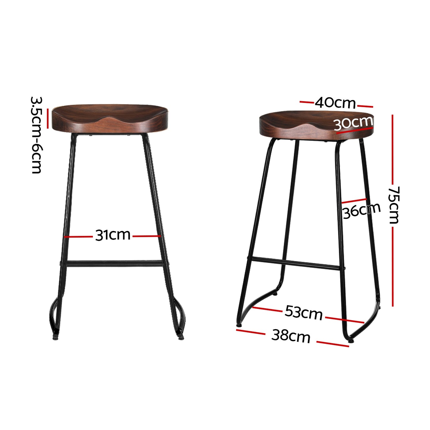 Artiss 2x Bar Stools Tractor Seat 75cm Black Finishing Touch Body Hair And Beauty Supplies