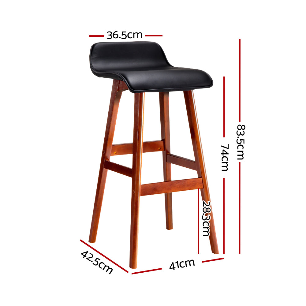 Artiss Set of 2 PU Leather Wood Wave Style Bar Stool - Black Finishing Touch Body Hair And Beauty Supplies