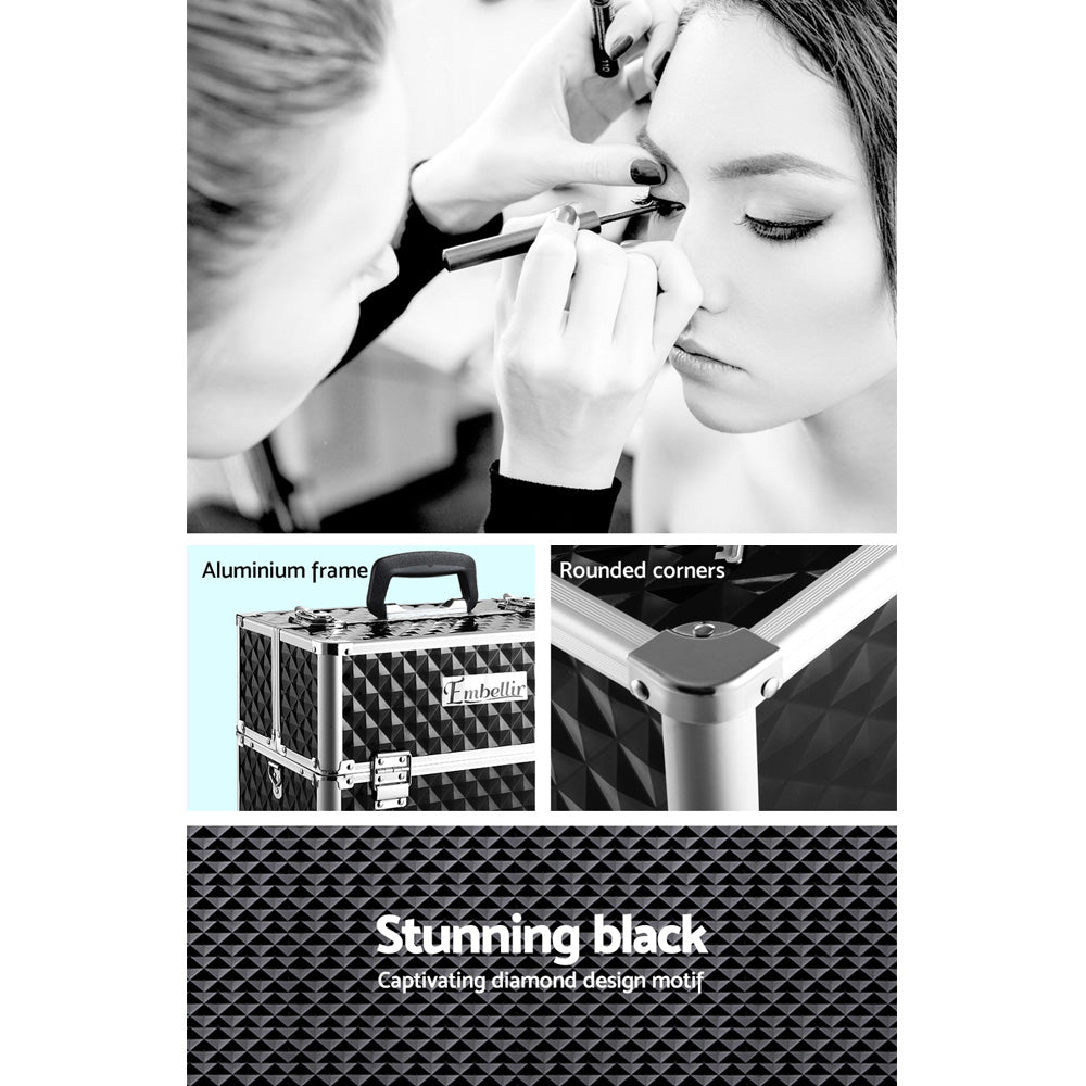 Embellir Portable Cosmetic Beauty Makeup Case - Diamond Black Finishing Touch Body Hair And Beauty Supplies
