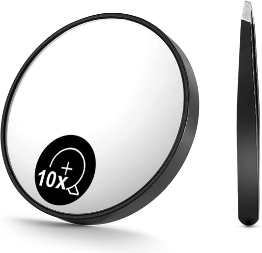 10X Magnifying Mirror and Eyebrow Tweezers Kit for Travel Finishing Touch Body Hair And Beauty Supplies